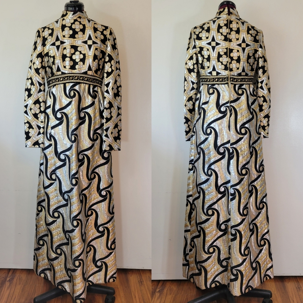 VTG 60's Sandra Sage brocade dress - Picture 3 of 17